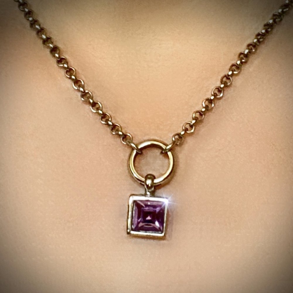 Princess Cut Purple Crystal Necklace